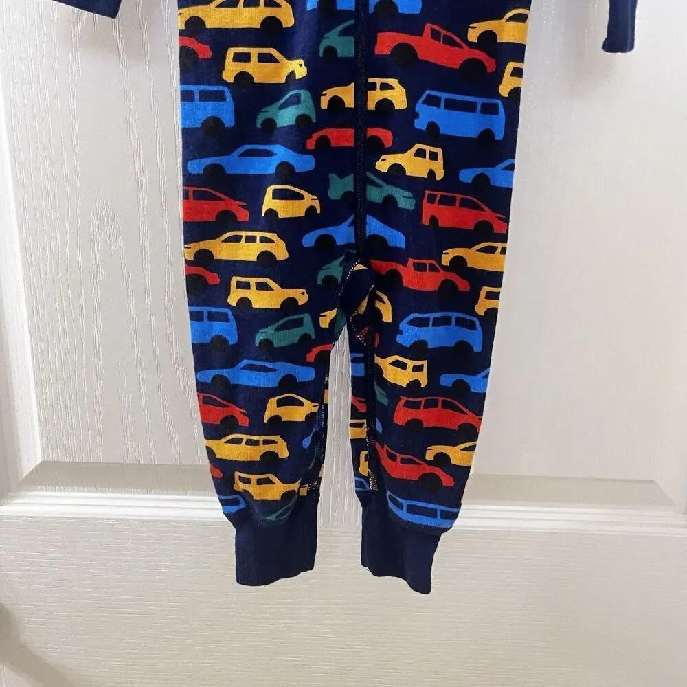 Hanna Andersson Zip Sleeper Traffic Jam Cars Organic Cotton Size 75 US 12-18 Mos